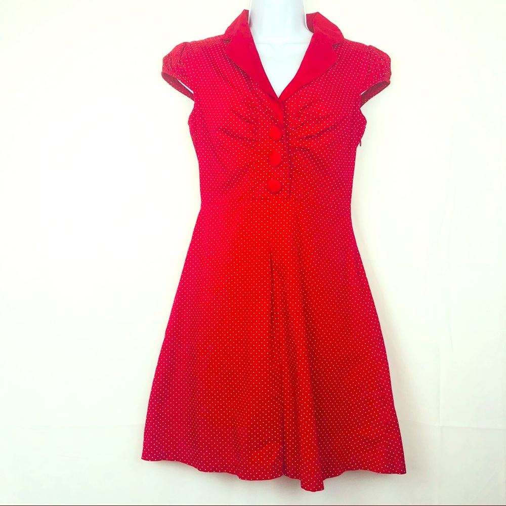 Ruby Rox Rockabilly Red And Polka Dot Size 5 Dress - image 1
